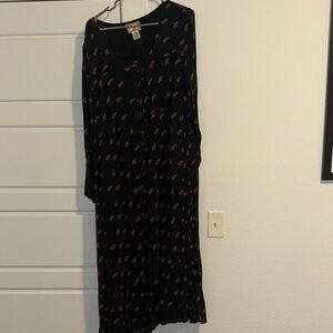 April Cornell Black Dress with Orange Pattern